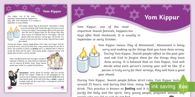 Yom Kippur Fact File Teacher Made