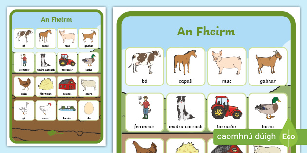 The Farm Aistear Vocabulary Poster Gaeilge Teacher Made