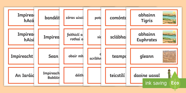 Ancient Mesopotamia Word Cards Gaeilge