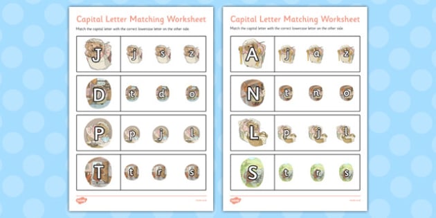 The Tale Of Mrs Tiggy Winkle Themed Capital Letter Matching Worksheet