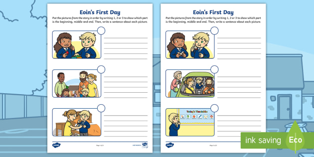 Exploring My World Aistear Eoin S First Day Picture Sequencing Worksheet