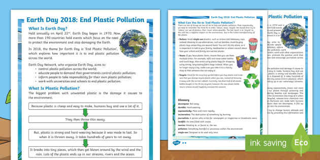 UKS2 Earth Day End Plastic Pollution Differentiated Fact File