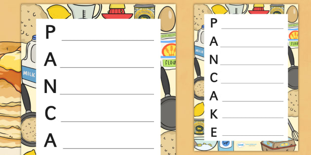 pancake acrostic poem template