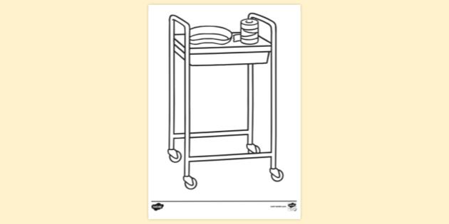 FREE Trolley With Dish And Bandages Colouring Colouring Sheets