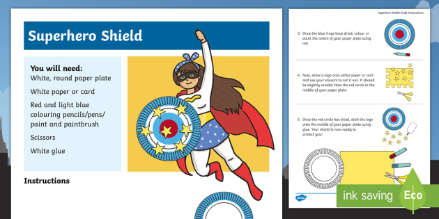 KS1 Superhero Shield Craft Instructions Role Play How To