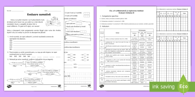 Clasa A Ii A Matematic Unitatea Iii Fi De Evaluare Cu Descriptori De