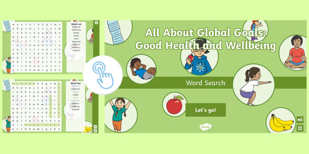 Global Goal Good Health And Wellbeing Interactive WordSearch