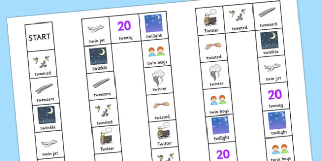 Two Syllable Tw Board Game Teacher Made