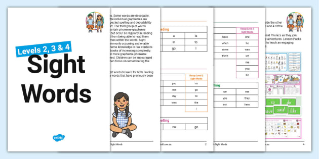 Twinkl Phonics Sight Words Booklet Levels 2 3 And 4