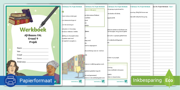 Afrikaans EAT Graad 9 Projek Werkboek Teacher Made