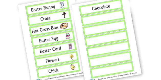 Easter Themed Tray Labels Professor Feito Twinkl