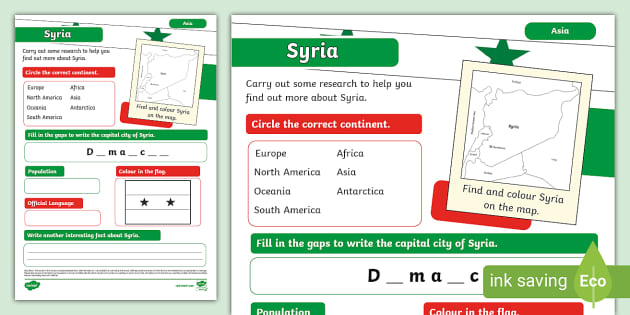 KS1 Syria Research Activity Geography Teacher Made