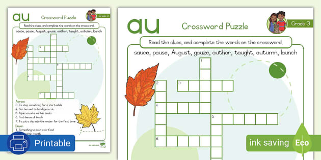 Grade Phonics Crossword Puzzle Au Professor Feito