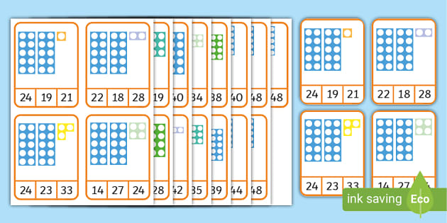 Numicon Shapes To 100 Peg Cards Twinkl