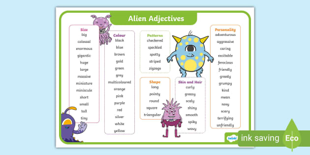 Alien Adjectives Word Mat Hecho Por Educadores Twinkl