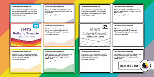 LGBTQ Bullying Scenario Discussion Cards Twinkl USA