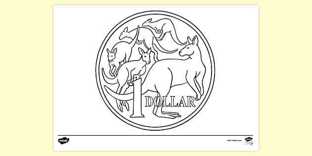 FREE Australian One Dollar Coin Colouring Colouring Sheets