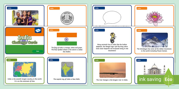 KS1 India Fact Cards KS1 Geography Asia Teacher Made