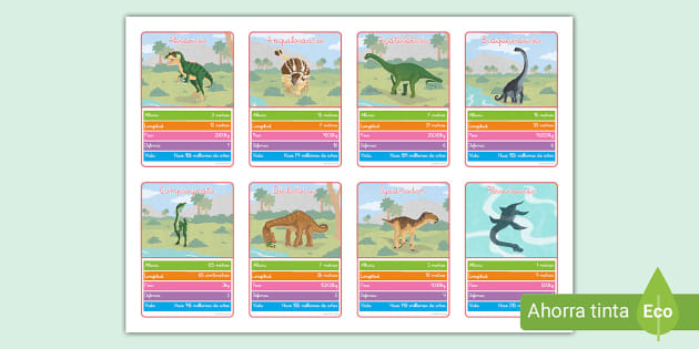 Juego De Tarjetas Dinosaurios Hecho Por Educadores