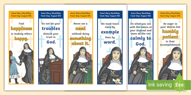 Saint Mary Mackillop Bookmarks Hecho Por Educadores