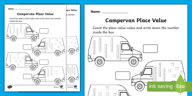 FREE Campervan Place Value Activity Sheet Teacher Made