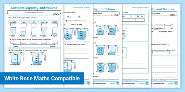 Compare Volume And Capacity Differentiated Maths Worksheets