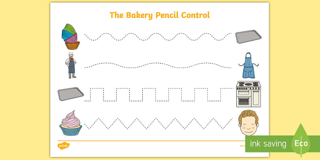 The Bakery Aistear Pencil Control Worksheets Teacher Made