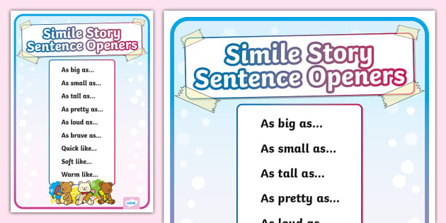 Simile Story Openers Display Poster L Enseignant A Fait