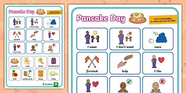 Twinkl Symbols Pancake Day AAC Mat Profesor Hizo Twinkl