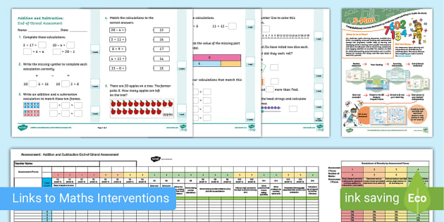 Year 1 Addition And Subtraction End Of Unit Assessment