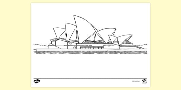 FREE Sydney Opera House Background Colouring Colouring Sheets