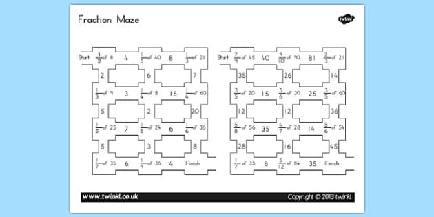 Fractions Maze Profesor Hizo Twinkl