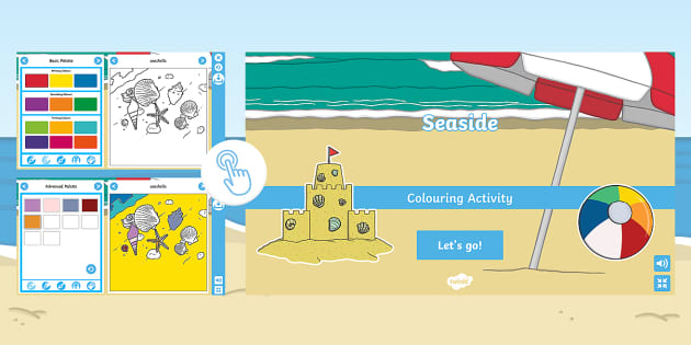 Seaside Interactive Colouring Teacher Made Twinkl