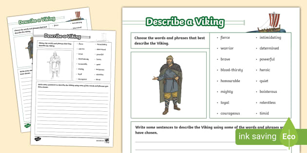 Describe A Viking Worksheet Teacher Made Twinkl