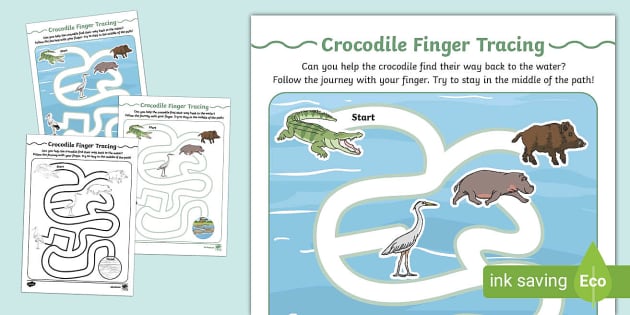 Crocodile Finger Tracing Activity Professor Feito Twinkl