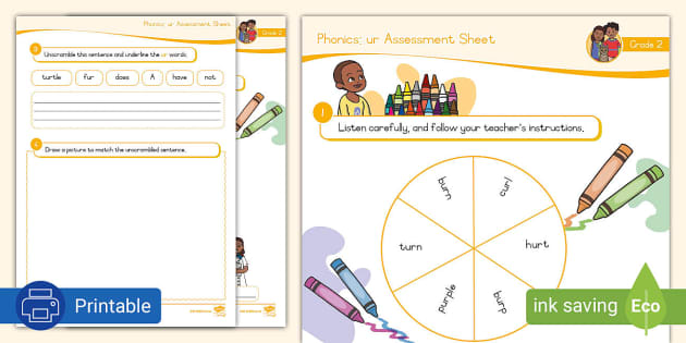 Grade 2 Phonics Ur Assessment Sheet L Enseignant A Fait