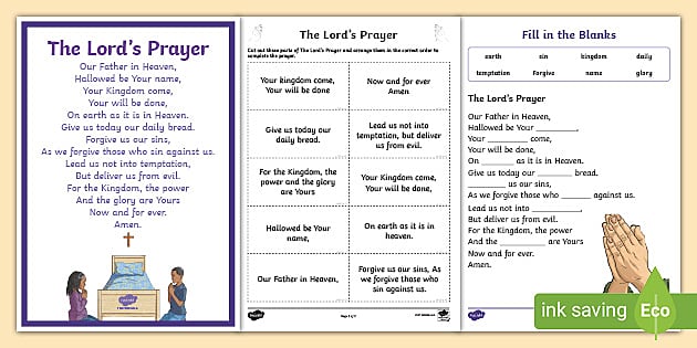 Understanding The Lord S Prayer Worksheet