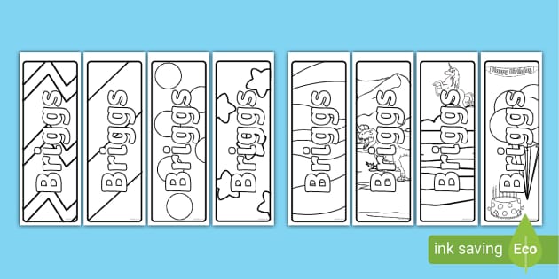 Free Briggs Name Simple Colouring Bookmarks Twinkl Ks