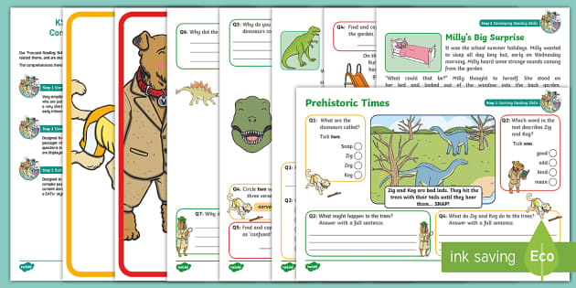 Ks Dinosaur Reading Comprehension Pdf Pack Teacher Made