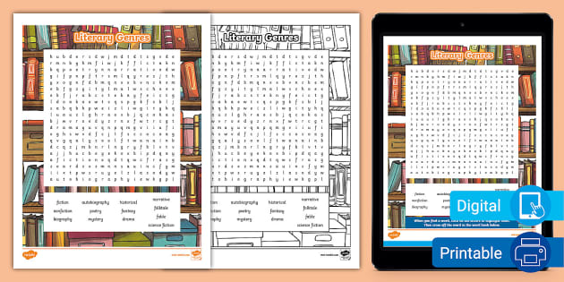 Third Grade Literary Genres Word Search Teacher Made