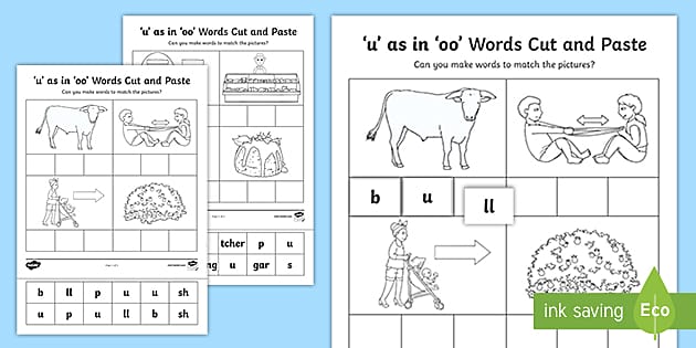 U As In Oo Sound Cut And Stick Worksheet Teacher Made