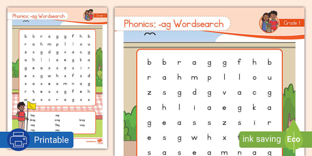 Grade 1 Phonics Ag Wordsearch L Enseignant A Fait