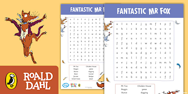 FREE Fantastic Mr Fox Word Search Roald Dahl Twinkl Resources