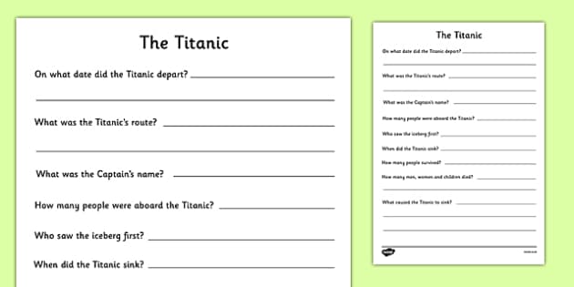 The Titanic Research Writing Frames The Titanic Research Writing Frames