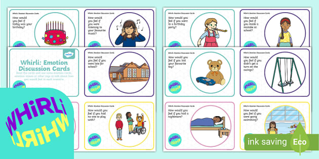 Whirli Home Learning Feelings Emotion Discussion Cards