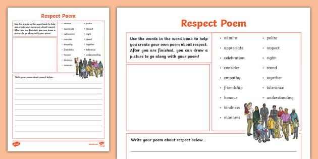 Respect Poem Writing Template L Enseignant A Fait Twinkl