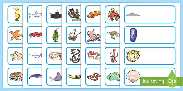 FREE Editable Drawer Peg Name Labels Sea Creatures Under The Sea