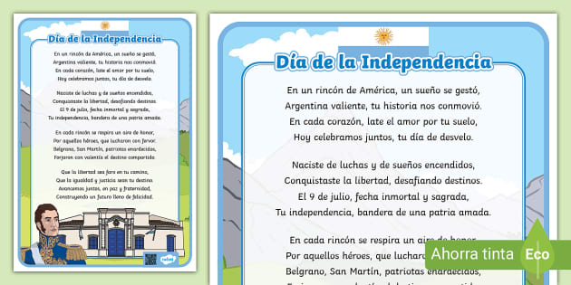 Poesía del Día de la Independencia Argentina Twinkl