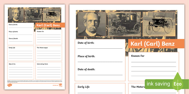 Karl Carl Benz Fact File Template L Insegnante Ha Fatto