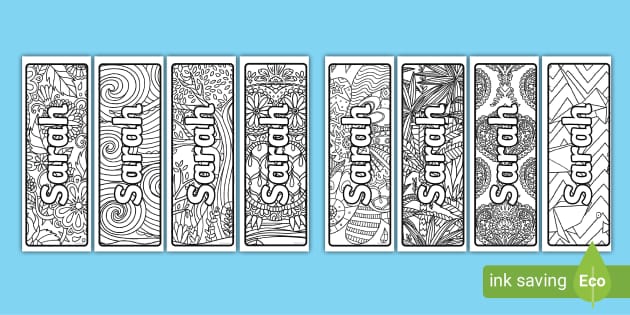 Free Sarah Mindfulness Name Colouring Bookmarks Twinkl